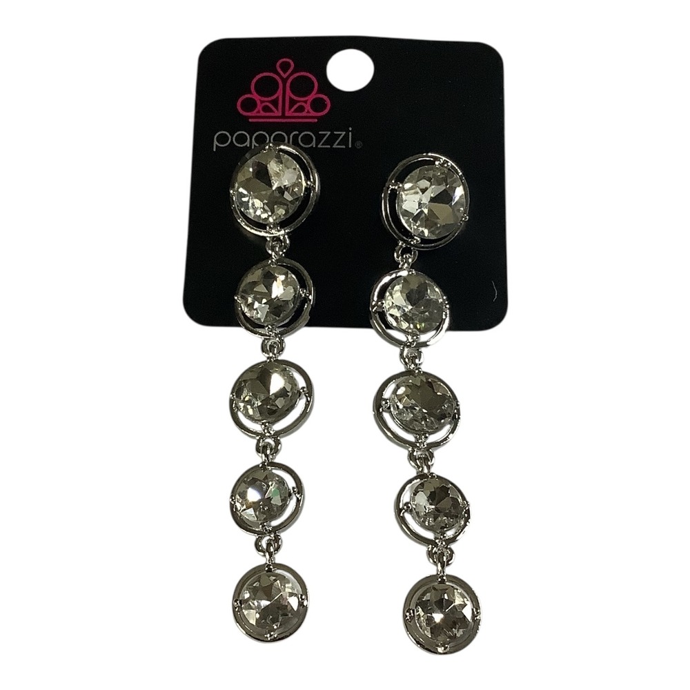 Paparazzi Jewelry Drippin In Starlight White Post Dangle Earrings‎ For Women